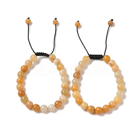 8mm Round Natural Topaz Jade Braided Bead Bracelets BJEW-C067-01B-24-1