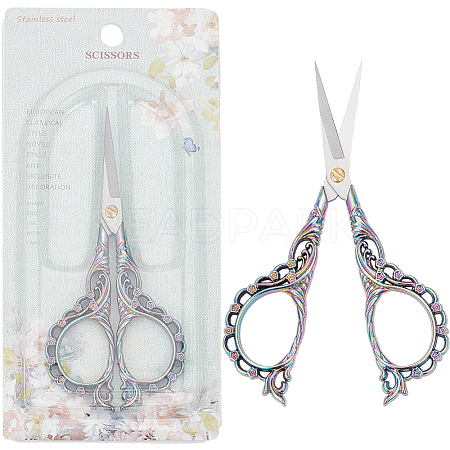 1Pc Peach Blossom Stainless Steel Scissors AJEW-SC0002-78A-1