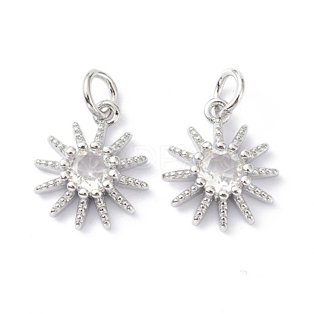 Brass Cubic Zirconia Charms ZIRC-C022-18P-1