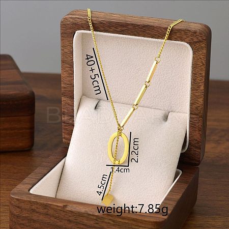 304 Stainless Steel Initial Pendant with Dice Tassel Necklaces FS-WGD823D-15-1