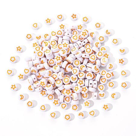 White Opaque Acrylic Beads MACR-YW0001-19F-1