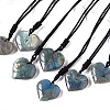 Natural Labradorite Heart Pendant Necklaces PW-WG04E68-01-1