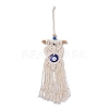 Cotton and Linen Cord Macrame Woven Tassel Wall Hanging EVIL-PW0002-10B-2