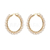 Natural Pearl Beads Brass Hoop Earrings EJEW-JE04565-10