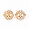 Brass Micro Pave Clear Cubic Zirconia Stud Earrings Findings KK-T062-127G-NF-1