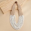 Bohemia Style Multi-strand Glass Seed Beaded Bib Necklaces for Women NJEW-G149-01D-1