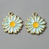 Light Gold Plated Alloy Enamel Pendants ENAM-WH0001-36LG-03-1
