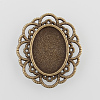Filigree Wrap Oval Alloy Cabochon Settings PALLOY-N0088-11AB-NF-1