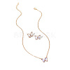 Butterfly Acrylic Rhinestone with Iron Pendant Necklaces & Stud Earrings Sets for Women WGFFCAF-05-3