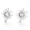 Brass Micro Clear Cubic Zirconia Stud Earring Findings KK-R132-064P-3
