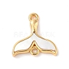 Brass Pave Natural White Shell Connector Charms KK-S522-03A-G-1