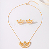 Brass Micro Pave Clear Cubic Zirconia Moon Pendant Necklaces & Stud Earrings Sets for Women WM4804-3