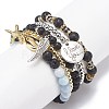 5Pcs 5 Style Natural Lava Rock & Natural Quartz & Synthetic Hematite Stretch Bracelets Set BJEW-JB08739-5