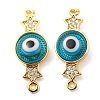 Brass Micro Pave Clear Cubic Zirconia Connector Charms KK-K338-04G-01-1