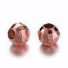 Rose Gold Brass Faceted Round Spacer Beads X-KK-E352-RG-2
