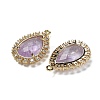 Natural Amethyst Faceted Teardrop Pendants G-I375-01G-18-2