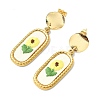 304 Stainless Steel & Cloth Embroidery Stud Dangle Earrings EJEW-JE07298-01-4