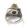 Hexagonal Prism Natural Unakite Open Cuff Rings RJEW-B106-01P-07-4