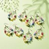 Natural Mixed Gemstone Braided Teardrop Dangle Earrings with Charms EJEW-JE04951-2