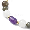 Natural Labradorite &  Amethyst & White Jade Beaded Bracelets for Women BJEW-JB13619-4