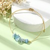 Natural Aquamarine Chips Braided Bead Bracelets BJEW-JB09851-03-2