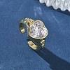 Brass Pave Cubic Zirconia Cuff Open Rings for Women RJEW-L343-08G-01-1