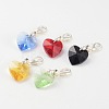 Heart Glass Pendants with Silver Color Plated Brass Lobster Claw Clasps X-HJEW-JM00176-1