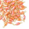 Electroplate Glass Faceted Rectangle Connector Charms KK-C097-05G-02-1