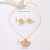 Brass Micro Pave Clear Cubic Zirconia Fan Pendant Necklaces & Stud Earrings Sets for Women SJ9834-2
