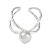 Non-Tarnish 304 Stainless Steel Round Open Cuff Ring RJEW-C097-06P-2