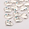 Wedding Theme Antique Silver Tone Tibetan Style Heart with Bride Rhinestone Charms LS-TIBEP-N005-12A-2