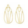 Rack Plating Alloy Teardrop with Tulip Pattern Open Back Bezel Pendants LS-X-FIND-G052-51LG-1