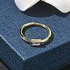 Rectangle Brass with Glass Cuff Rings for Women RJEW-Z111-05G-4