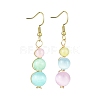 Dyed Natural Selenite Beaded Dangle Earrings for Women EJEW-JE06049-3