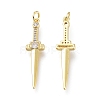 Brass Micro Pave Clear Cubic Zirconia Pendants X-ZIRC-I048-16G-2