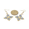 Glass Seed Beaded Cross Fleury Dangle Earrings with Round Shell Pearl EJEW-MZ00033-5