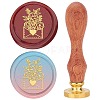 Brass Wax Seal Stamps with Wood Handle AJEW-WH0412-0098-1