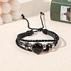 Natural Black Onyx Flat Round Link Multi-strand Bracelets PW-WGD176F-09-1