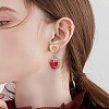 Glass Heart Dangle Stud Earrings EJEW-TA00215-4