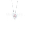 304 Stainless Steel Pave Pink and Clear Cubic Zirconia Pendant Necklaces FS-WGACF2A-01-2