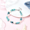 Dyed Synthetic Turquoise Starfish & Chip Beaded Anklets with 304 Stainless Steel End Chains AJEW-AN00733-02-1