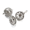 Rack Plating Brass Hollow Round Cage Pendants KK-P238-04P-2