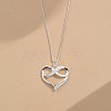 Rhodium Plated 925 Sterling Silver Heart and Infinity Pendant Necklace with Clear Cubic Zirconia for Women NJEW-BB72242-A-4