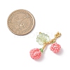 Glass Seed Beaded Berries & Leaf Pendants PALLOY-MZ01114-02-2