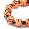 Sport Theme Acrylic Beaded Stretch Bracelet for Kids BJEW-JB08550-5