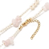 Natural Rose Quartz Chip Beaded Necklace for Girl Women NJEW-TA00016-02-6
