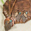 Bohemian Style Leaf Alloy & Wood Pendant Necklaces & Dangle Earrings Sets WG5D754-01-1