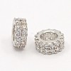 Brass Micro Pave Cubic Zirconia Beads Flat Round Spacer ZIRC-D026-07P-1
