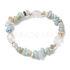 Natural Flower Amazonite Chip & Cuboid Beaded Stretch Bracelets for Women BJEW-JB10808-04-1