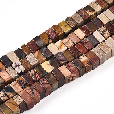 Natural Polychrome Jasper/Picasso Stone/Picasso Jasper Beads Strands G-T140-53-1